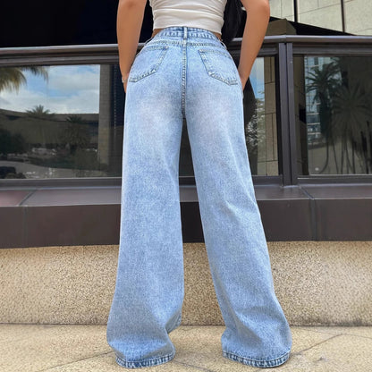 Ripped Loose Straight Wide Leg Jeans