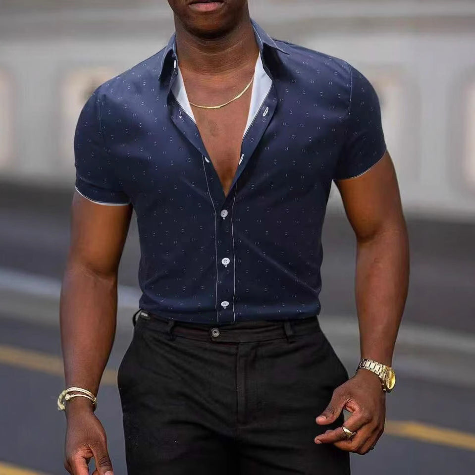 Stretch Thight Short-sleeved Men's Shirt