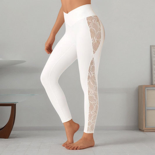 Slim Lace Stitching Fitness Pants