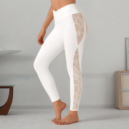 Slim Lace Stitching Fitness Pants