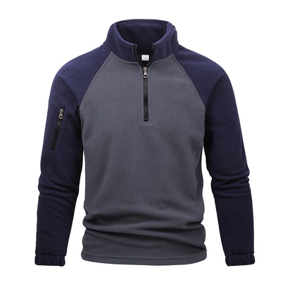 Pullover Stitching Zipper Men Sweatshirt