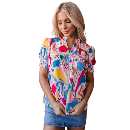 Women's Simple V-neck PO'MY Style Shirt