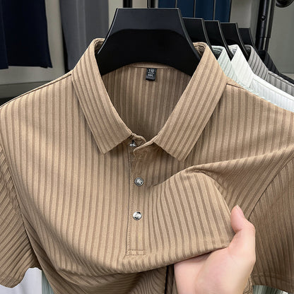 Ice Silk Cut-out Lapel Polo T-Shirt