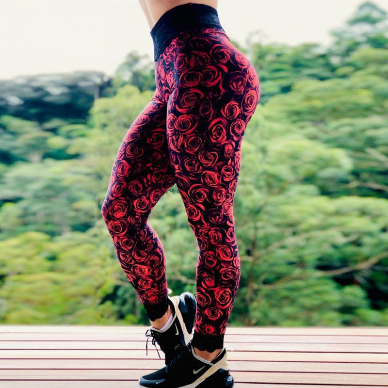 Ladie's Multi-color Tight High Waist Fitness Trousers