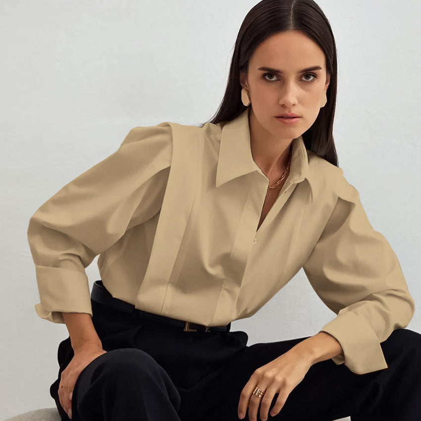 Right-angle Shoulder Slimming Shirt Stitching Sense