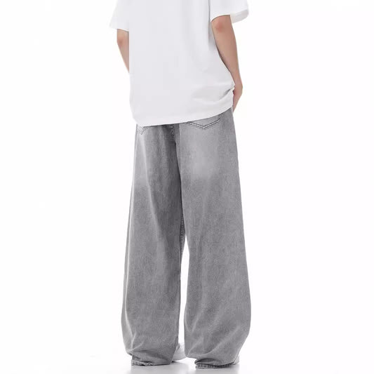 Men's Loose Wide Leg Straight Worn Jeans