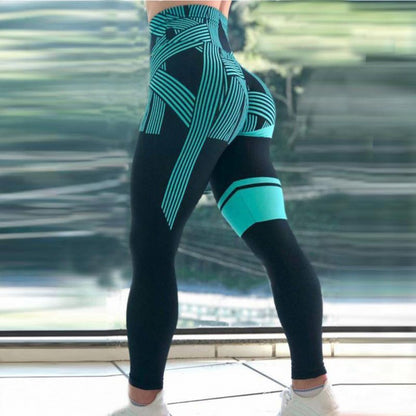 Ladie's Multi-color Tight High Waist Fitness Trousers