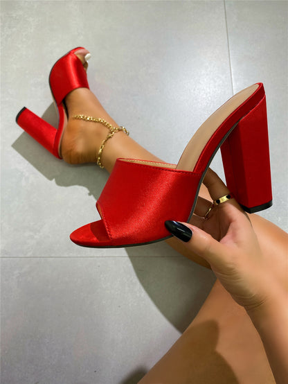 Women's Slippers Satin Surface High Heel Sandals