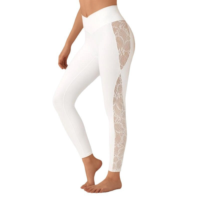 Slim Lace Stitching Fitness Pants