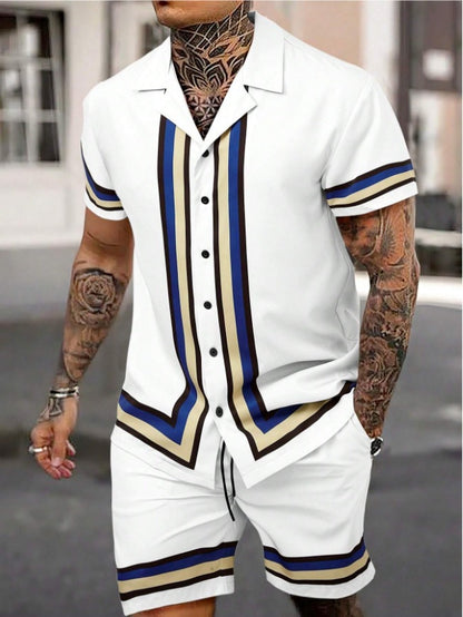 Fashion Men's Shirt Two-piece Set