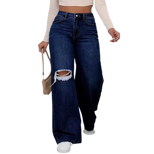 Ripped Wide-legged Jeans