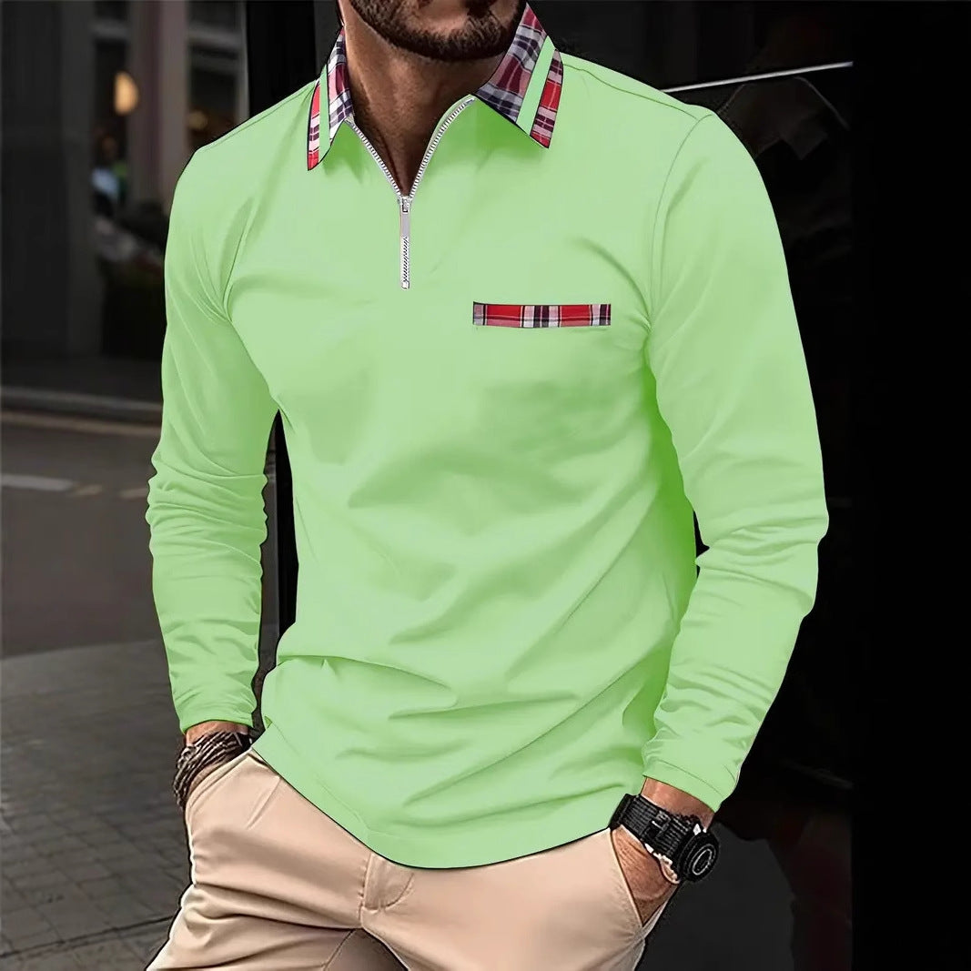 Men's Long-sleeve Zipper Polo Shirt