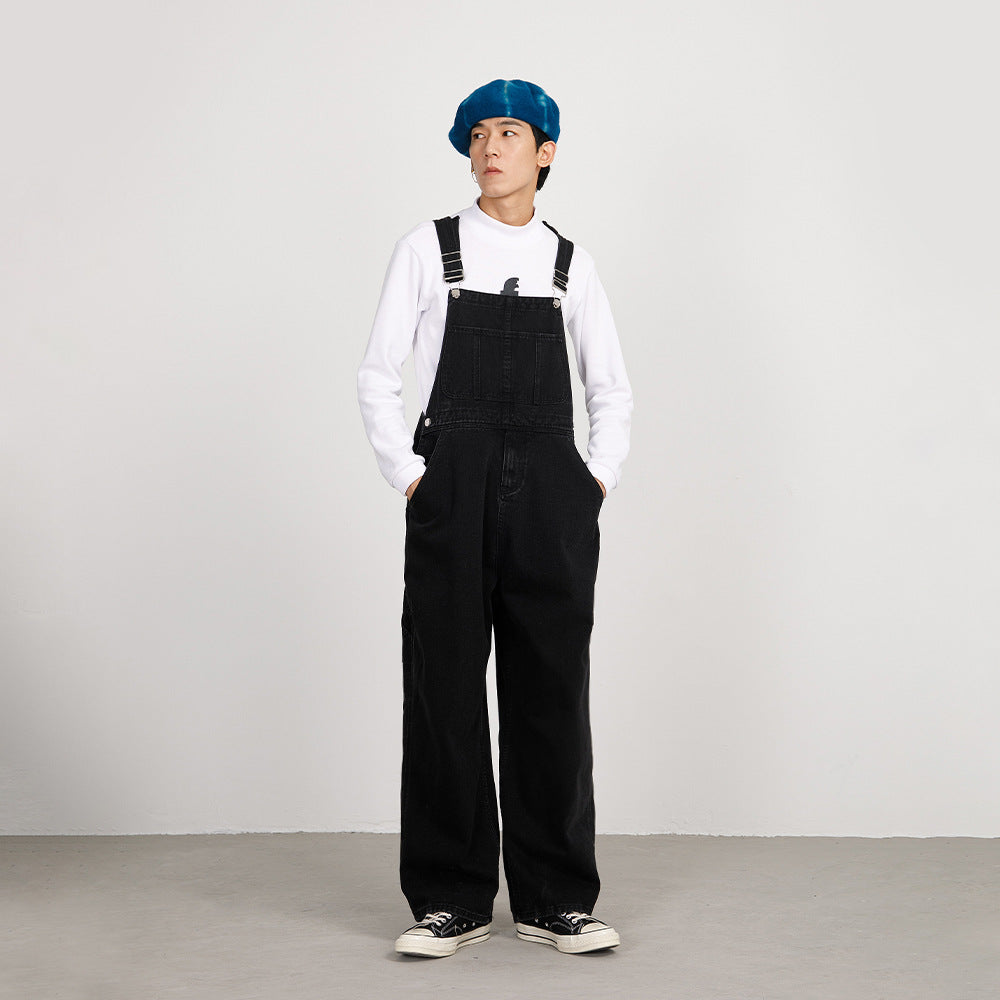 Japanese Men Style Straight-leg Working Bib Top