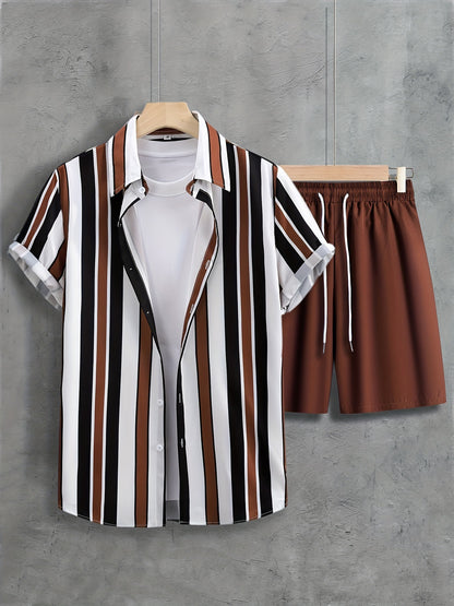 Fashion Trend Animal PatternSleeve Shirt Shorts Suit