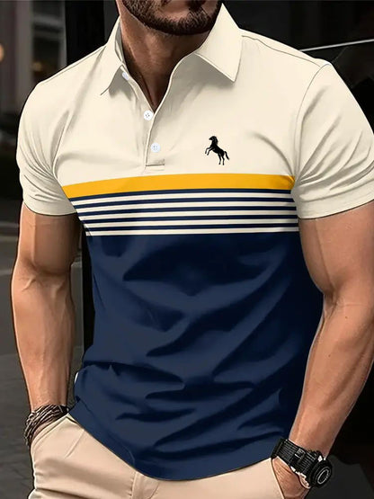 Men Striped Collar Golf T-Shirt