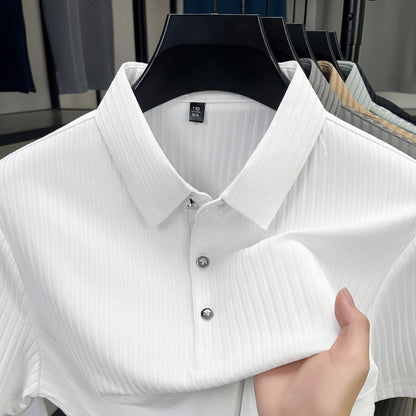 Ice Silk Cut-out Lapel Polo T-Shirt
