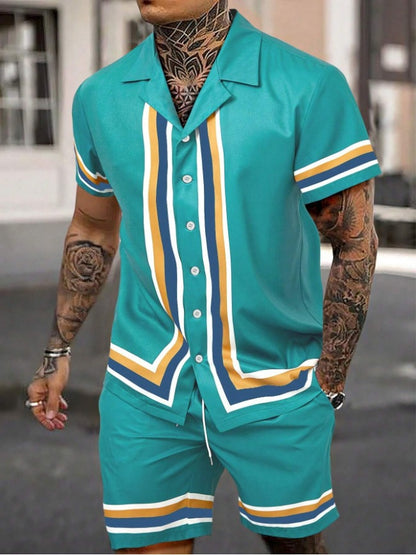 Fashion Men's Shirt Two-piece Set