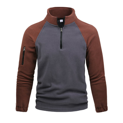 Pullover Stitching Zipper Men Sweatshirt