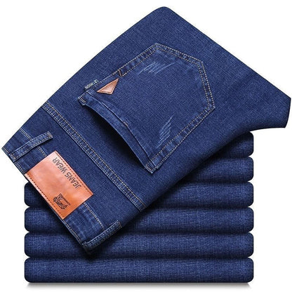 Men Straight Loose Elastic Jeans