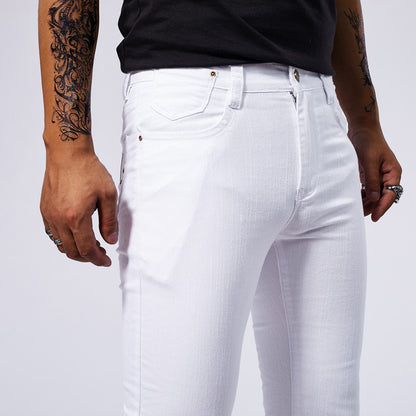 Men's American-style White Stretch Skinny Jeans