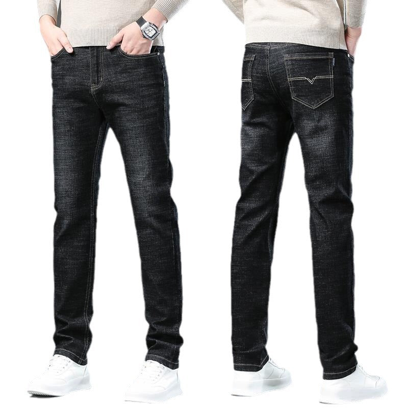 Men Straight Loose Elastic Jeans