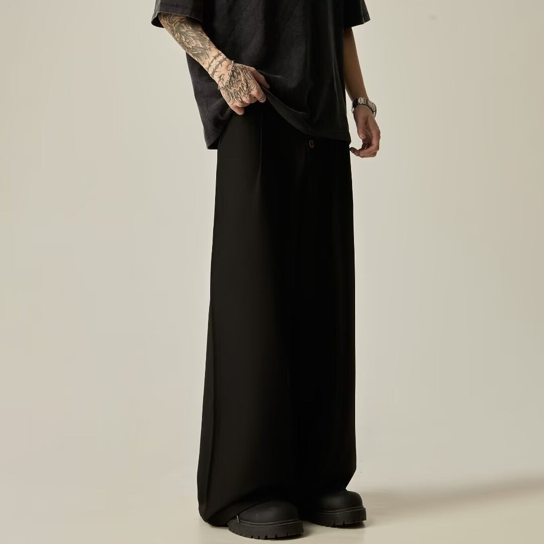 Men's Polyester Vertical Tube Wide-leg Pants