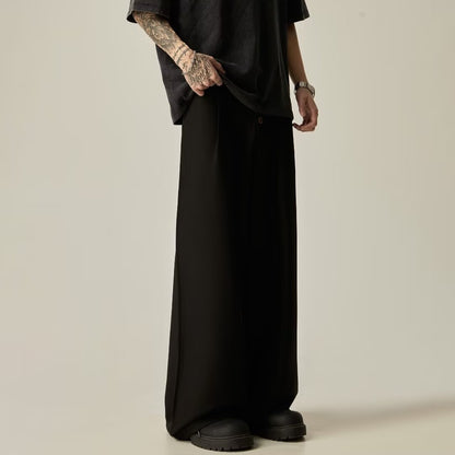 Men's Polyester Vertical Tube Wide-leg Pants