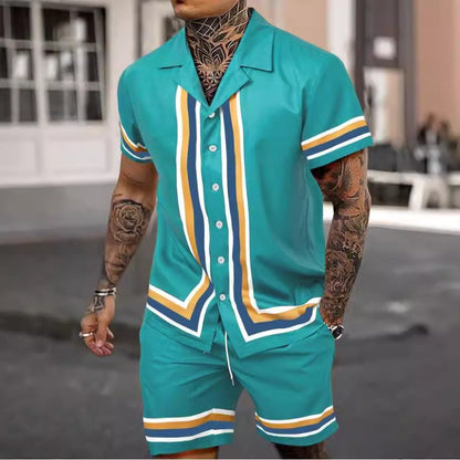 Fashion Men's Shirt Two-piece Set