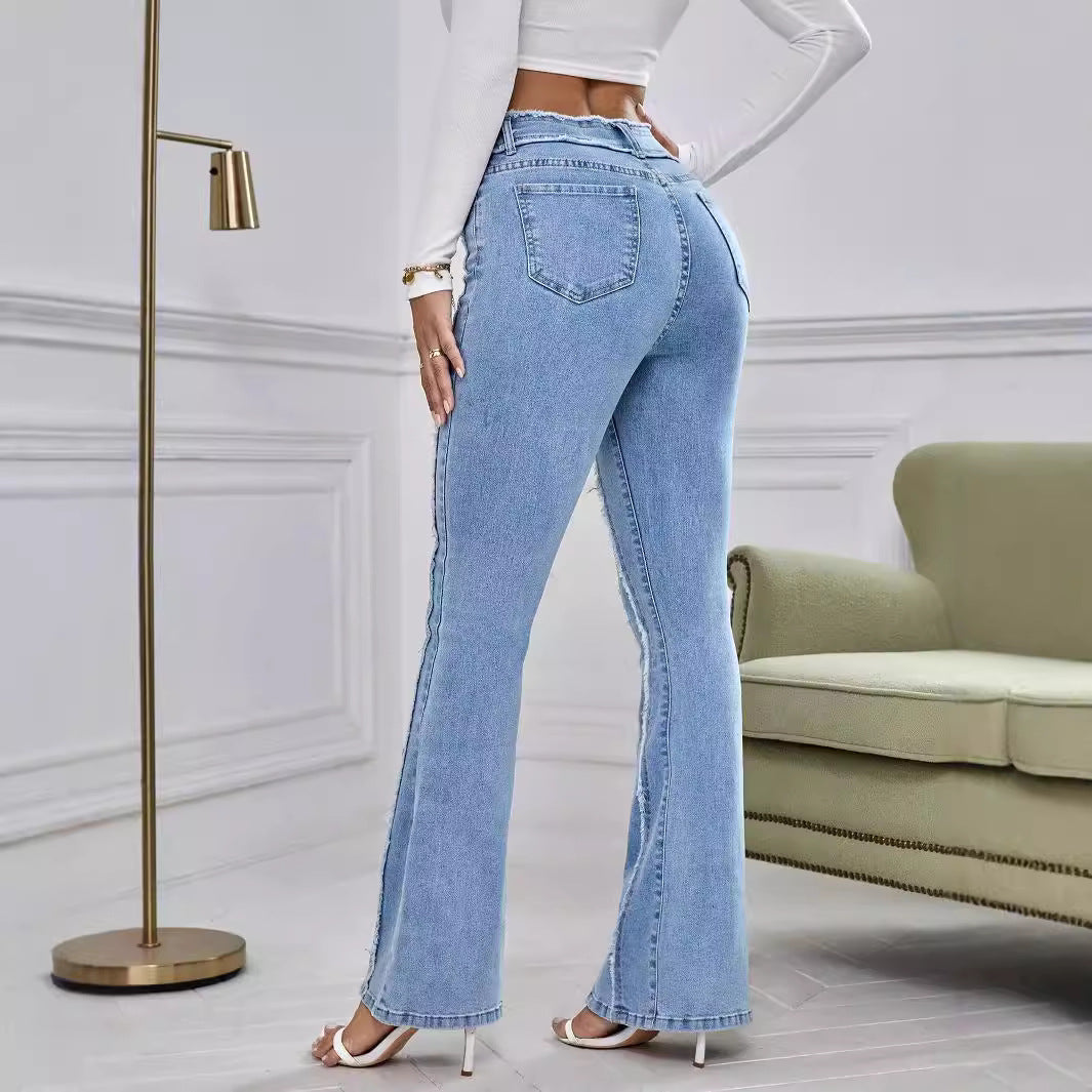 Slightly Flared Wadding Edge Jeans