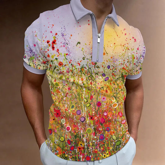 Men's Fashion Simple Zipper Short Sleeve T-Shirt