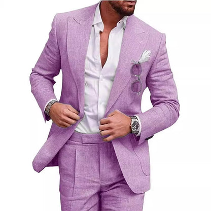 Men's Large Single Row One Button Suit Two Set