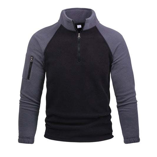 Pullover Stitching Zipper Men Sweatshirt