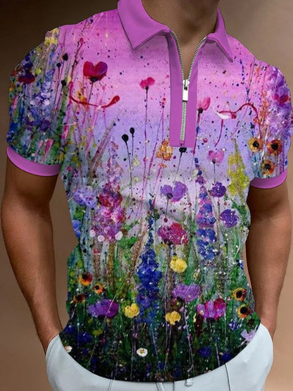 Men's Fashion Simple Zipper Short Sleeve T-Shirt