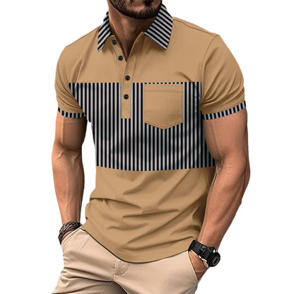 Men's Polo Matching Stitching T-shirt