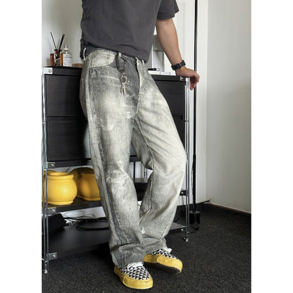 Gray White Washed Distressed Jeans