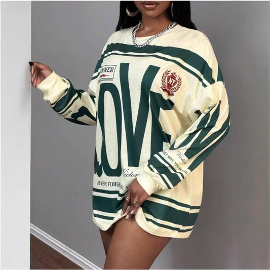 Ladie's Lazy Loose Long Sleeve Tops