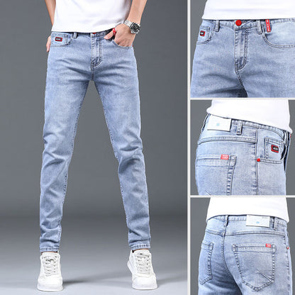 Men's Light Gray Straight Slim Jeans