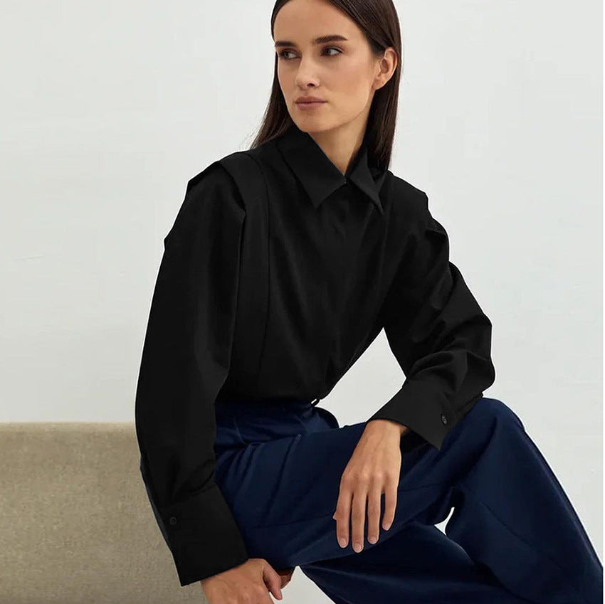 Right-angle Shoulder Slimming Shirt Stitching Sense