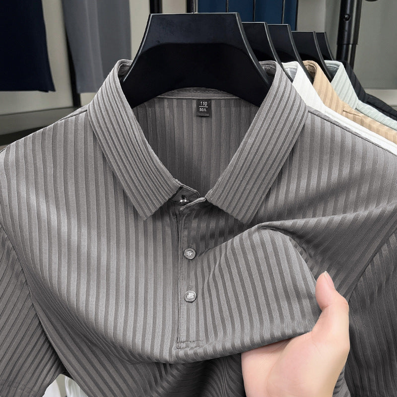 Ice Silk Cut-out Lapel Polo T-Shirt