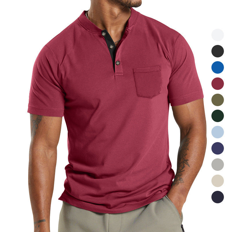Men's Short Sleeve Button Pocket