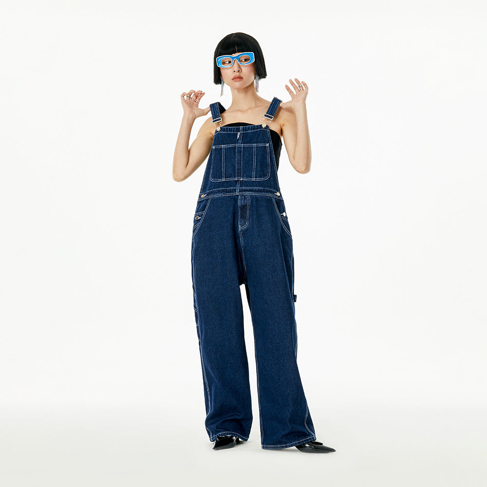 Japanese Men Style Straight-leg Working Bib Top