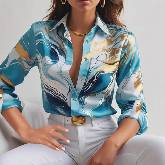 Fashion Casual Loose Button Long Sleeve Shirt