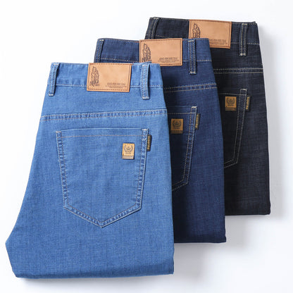 Ultra-thin Tencel Men's Loose Straight Light Blue Jeans