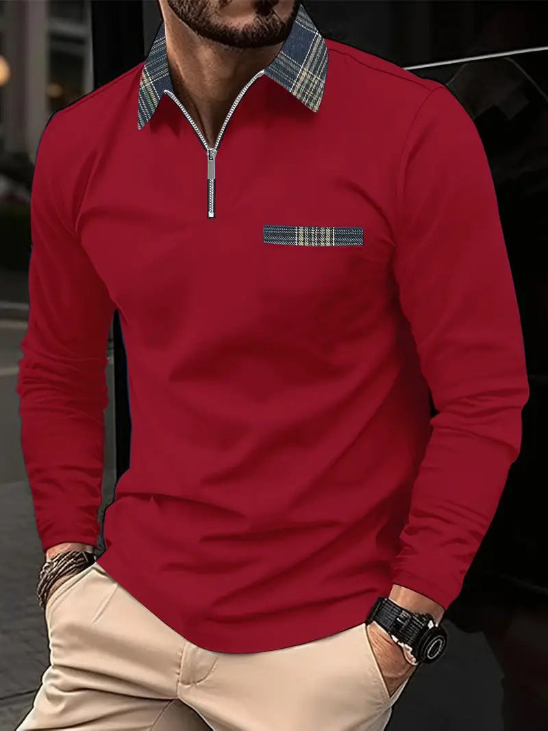 Men's Long-sleeve Zipper Polo Shirt