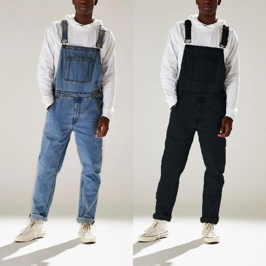 Men Suspenders One-piece High Waist Jeans
