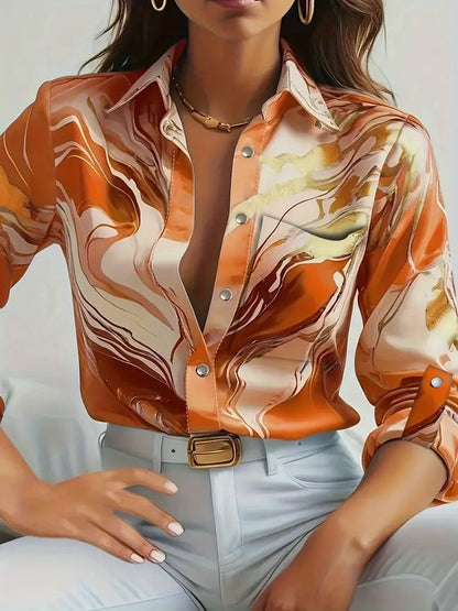 Fashion Casual Loose Button Long Sleeve Shirt