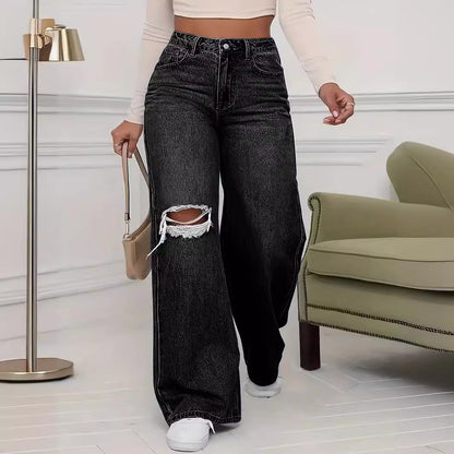 Ripped Wide-legged Jeans