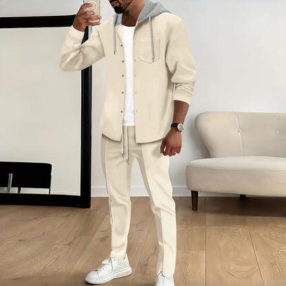 Men's Hooded Long Sleeve Cardigan Jacket Suit