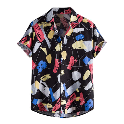 Plus Size Men's Fashion Digital Short Sleeve Shirt