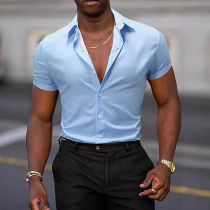 Stretch Thight Short-sleeved Men's Shirt